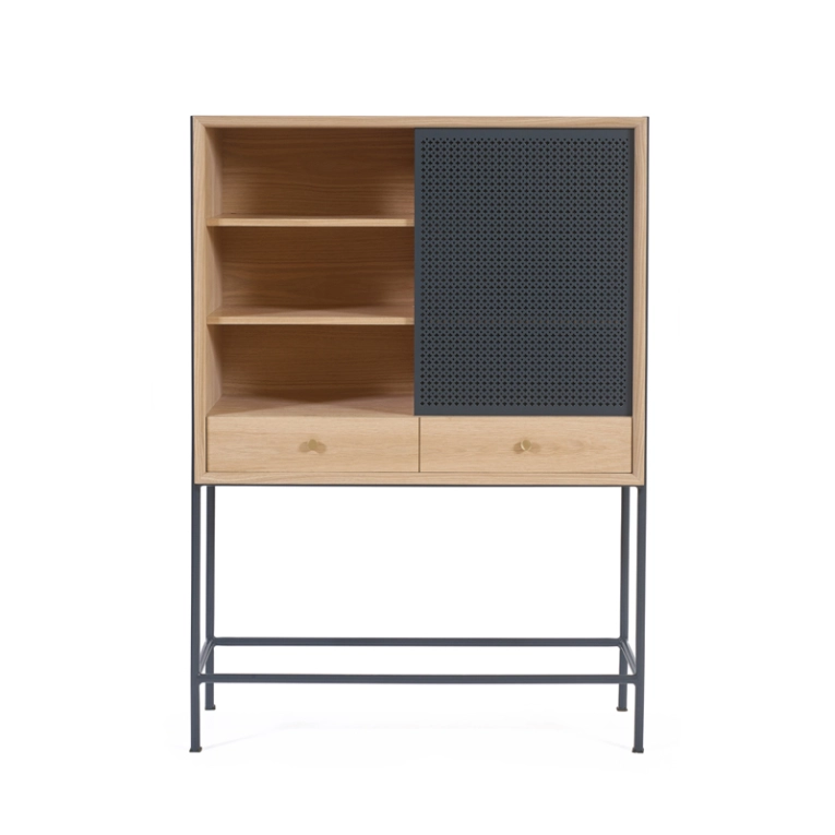 Meuble de rangement Cabinet GABIN Chêne/ Gris ardoise HARTO