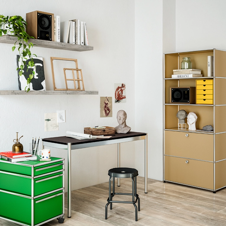 Petit rangement Boite USM INOS 5 tiroirs Bleu acier USM HALLER