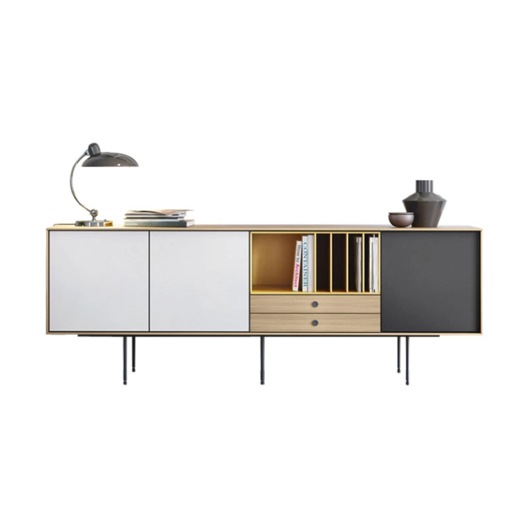 Meuble de rangement AURA L 212 x H 77 Chêne / Blanc / Jaune TREKU