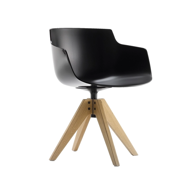 Chaise FLOW SLIM COLOR pied VN bois Noir MDF