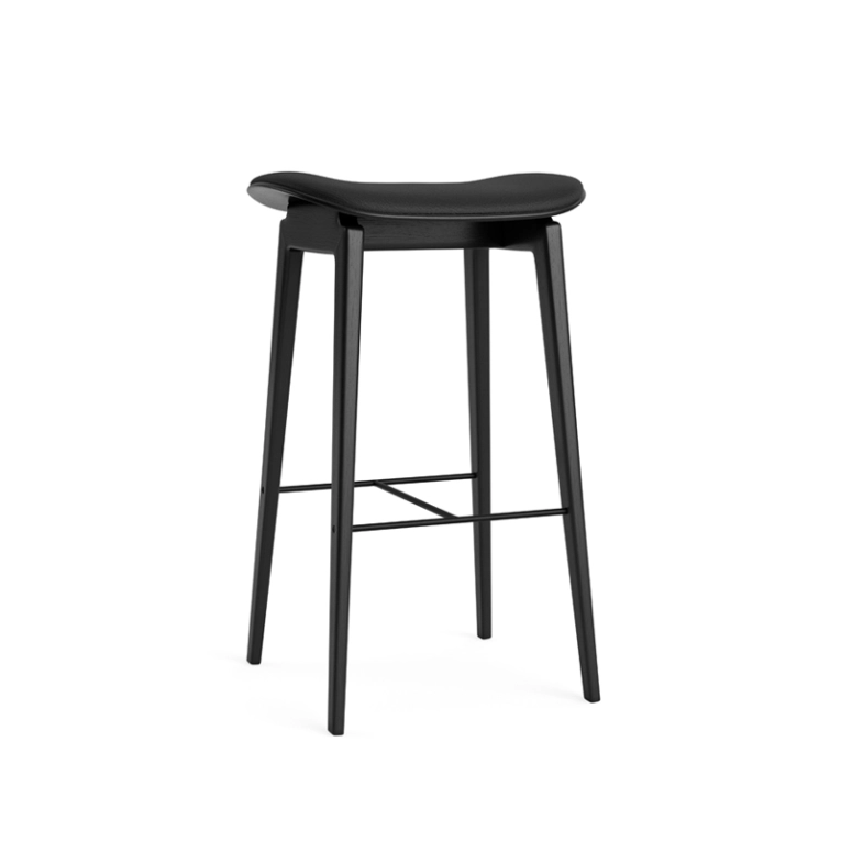 Tabouret haut NY11 Cuir Ultra Black 41599/ chêne noir NORR11