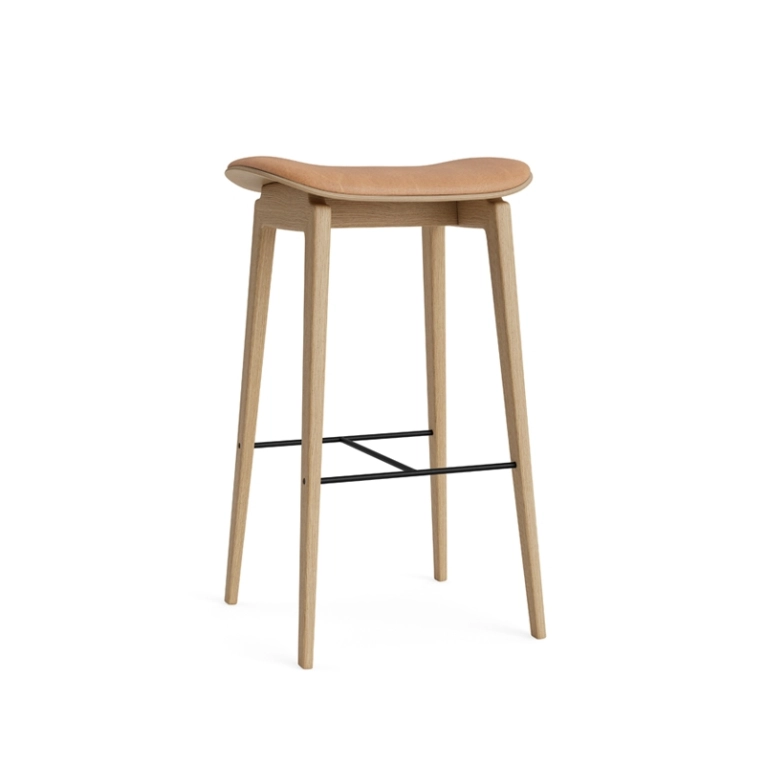 Tabouret haut NY11 Cuir Dunes Camel 21004/ chêne naturel NORR11