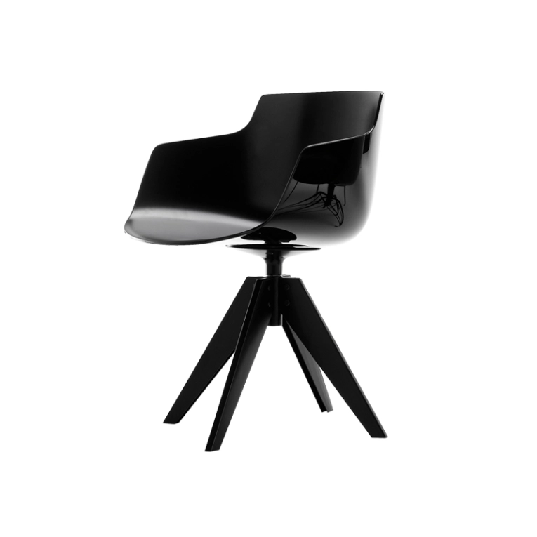 Chaise FLOW SLIM pied VN acier Noir MDF