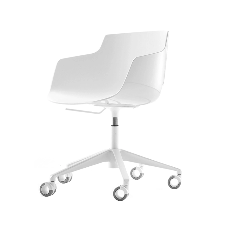 Fauteuil de bureau FLOW SLIM 5 branches sur roulettes Blanc MDF