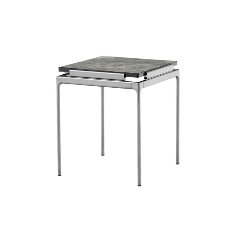 Table d'appoint guéridon SETT LN11 Verre fumé AND TRADITION