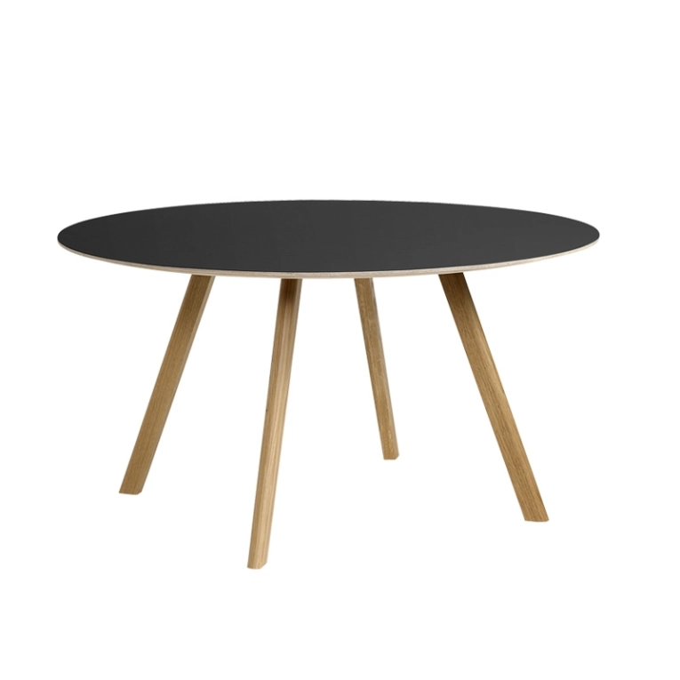 Table COPENHAGUE ROUND TABLE CPH25  Ø140 Lino noir/ chêne vernis à base d'eau HAY