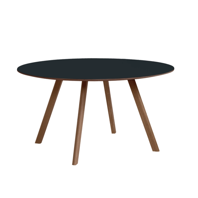 Table COPENHAGUE ROUND TABLE CPH25  Ø140 Lino gris foncé/ noyer vernis à base d'eau HAY