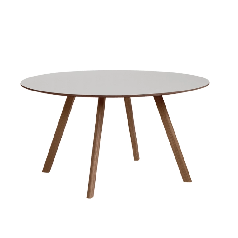 Table COPENHAGUE ROUND TABLE CPH25  Ø140 Lino gris galet/ noyer vernis à base d'eau HAY