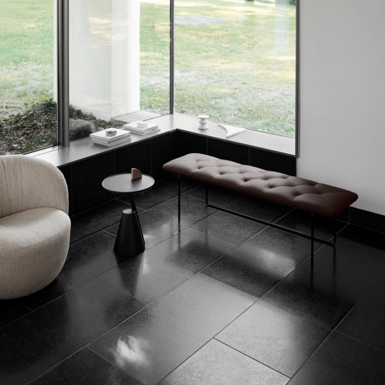 Banc TIP TOE Large Cuir Parma marron WENDELBO