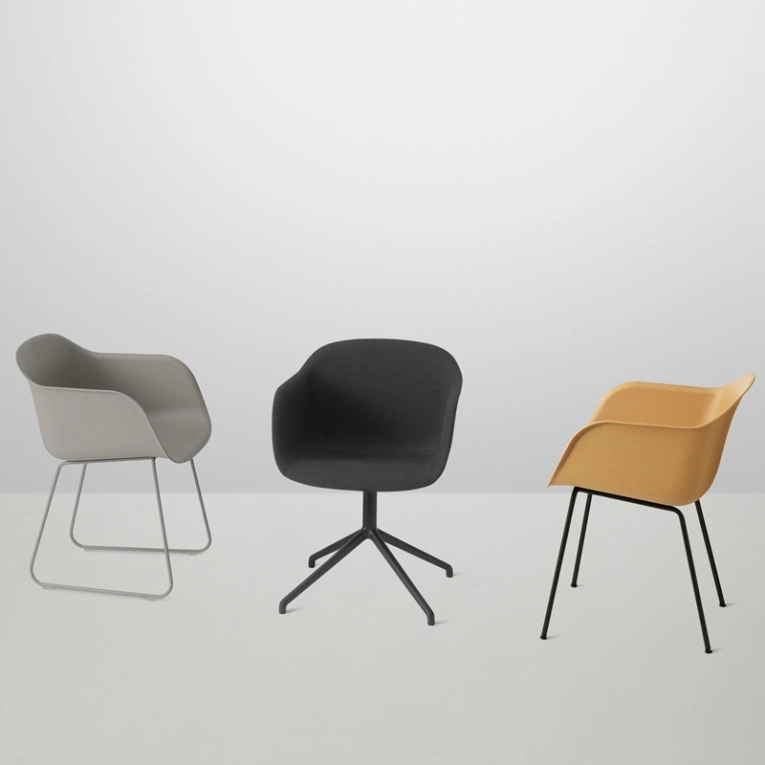Chaise FIBER ARMCHAIR piètement traineau Blanc MUUTO