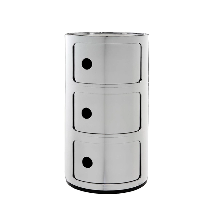 Meuble de rangement COMPONIBILI métallisé 3 portes Chrome KARTELL