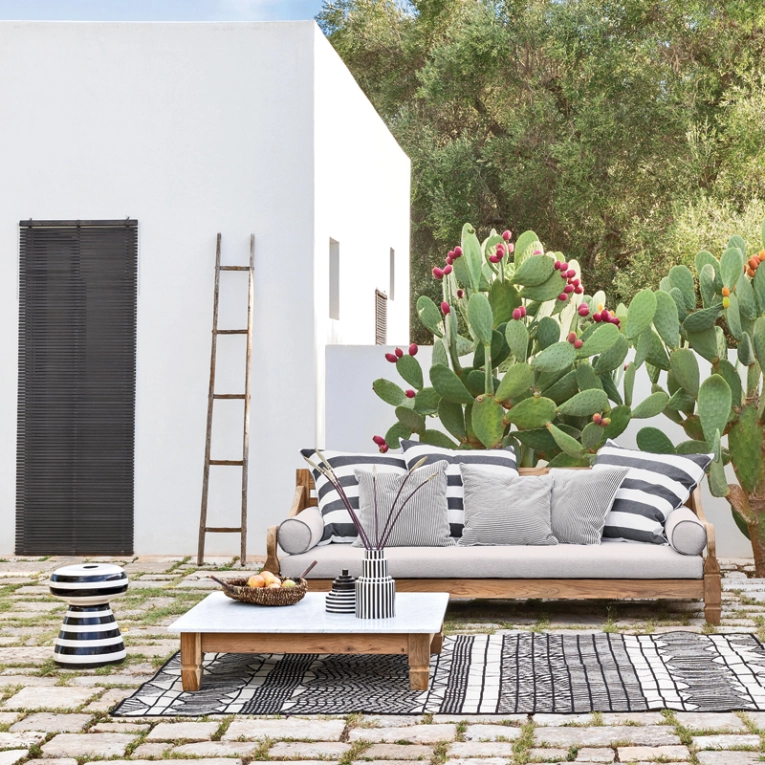 Table basse extérieur Guéridon INOUT 44 Rayures noires GERVASONI