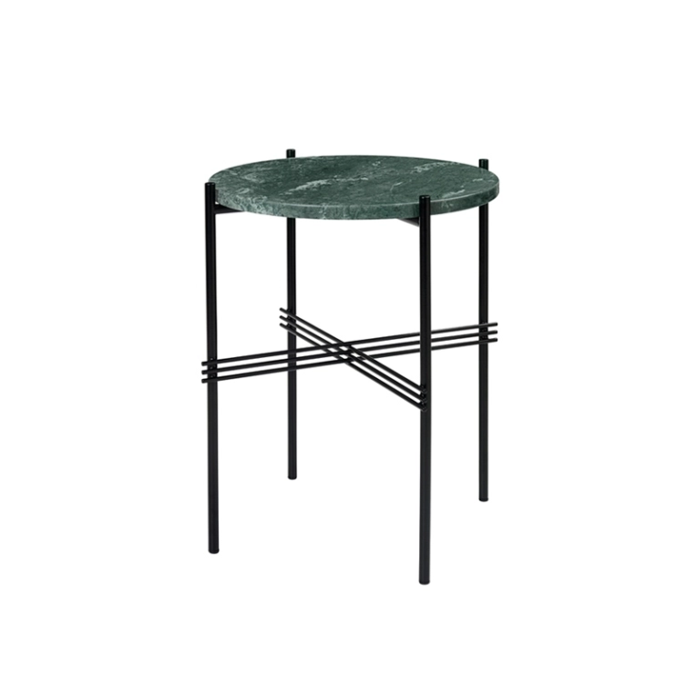 Table d'appoint guéridon TS SIDE Ø 40 Marbre Guatemala vert GUBI