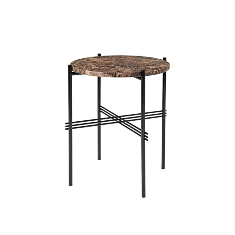 Table d'appoint guéridon TS SIDE Ø 40 Marbre Emperador marron GUBI