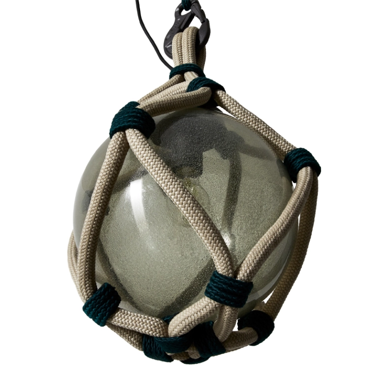 Luminaire extérieur Suspension BOLLICOSA NAUTILUS Ø 30 Verre fumé transparent / nœuds verts CASSINA