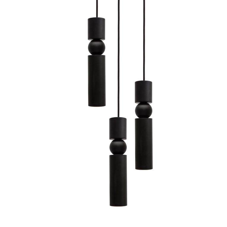 Suspension FULCRUM CHANDELIER 3 PIECES Noir mat LEE BROOM