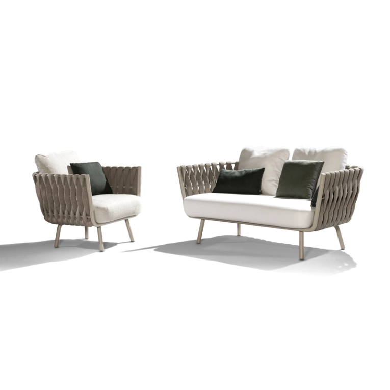 Canapé extérieur Canapé TOSCA 2 places Wengé / Natté Blanc 01 TRIBU