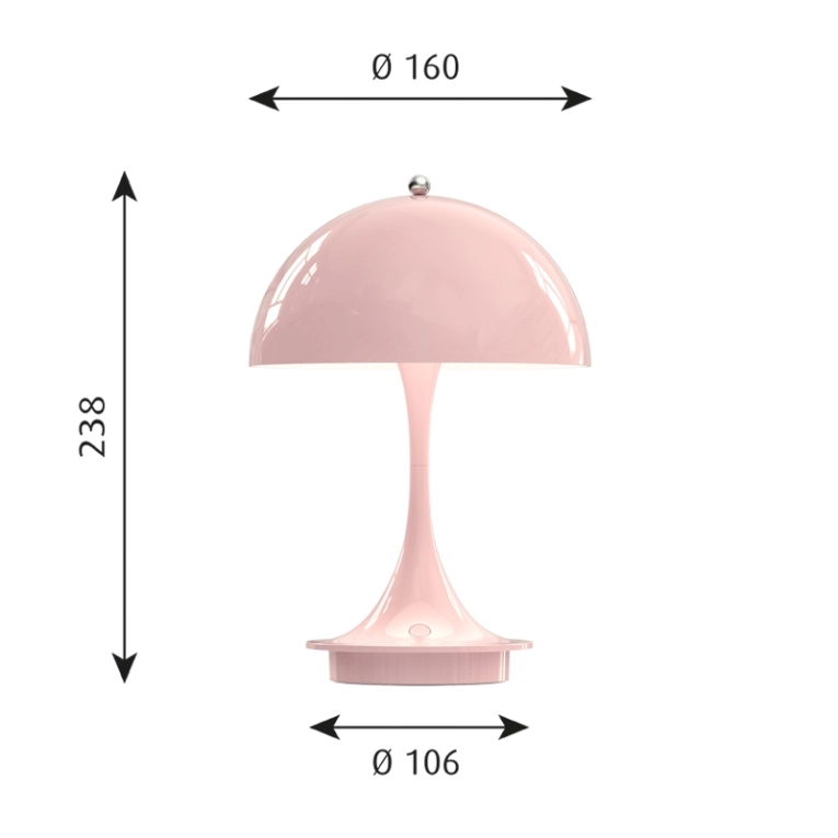 Lampe à poser PANTHELLA 160 PORTABLE METAL V2 Rose pâle LOUIS POULSEN