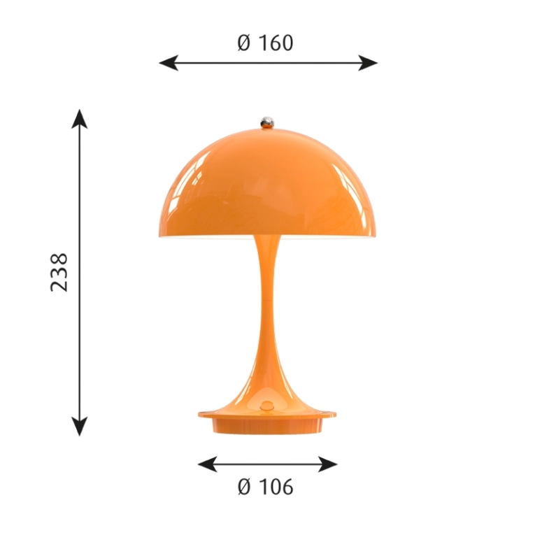 Lampe à poser PANTHELLA 160 PORTABLE METAL V2 Orange LOUIS POULSEN