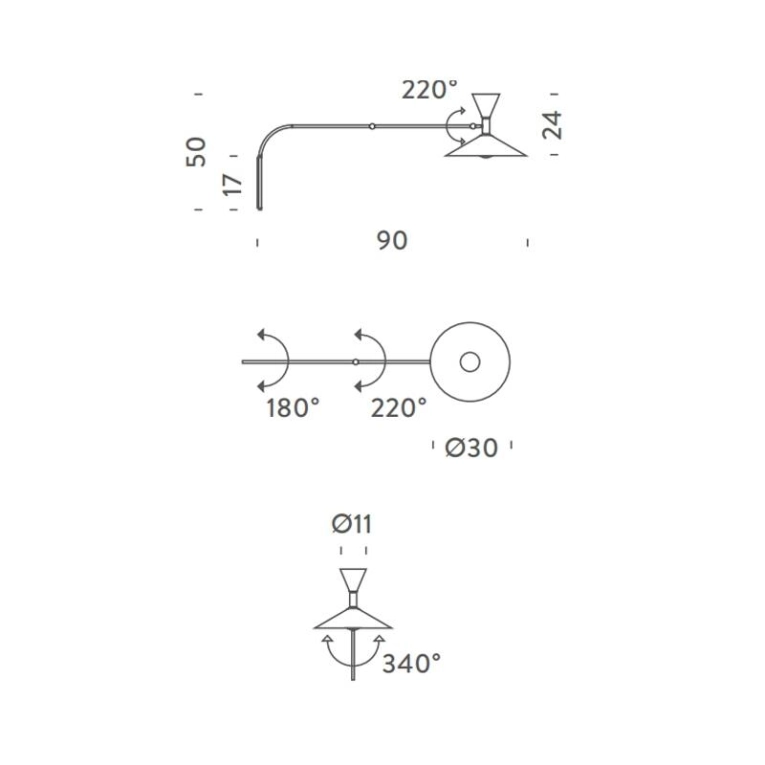 Applique LAMPE DE MARSEILLE MINI Gris mat NEMO LIGHTING