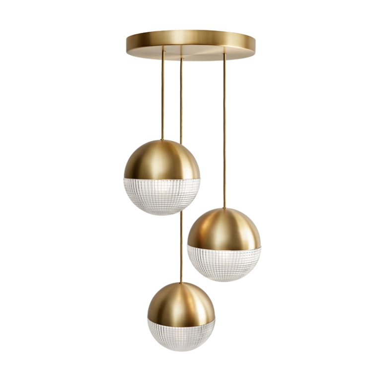 Suspension LITTLE LENS FLAIR CHANDELIER Laiton brossé LEE BROOM