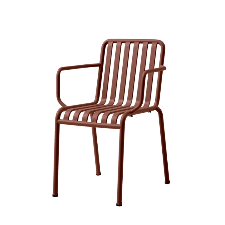 Chaise extérieur PALISSADE avec accoudoirs Rouge fer HAY