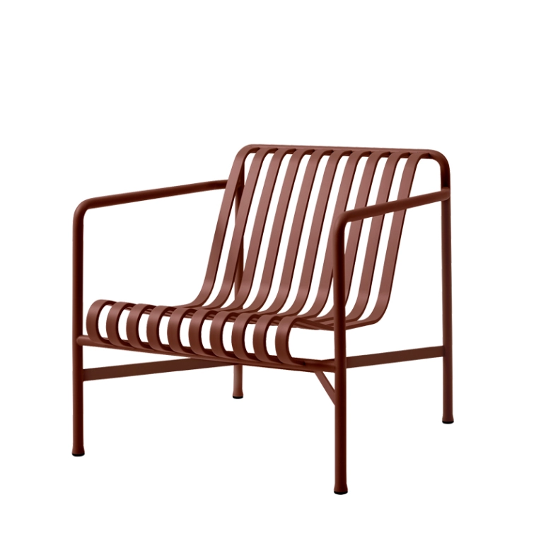 Fauteuil extérieur PALISSADE LOUNGE dossier bas Rouge fer HAY