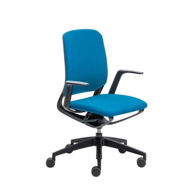 Fauteuil de bureau SE:MOTION assise et dossier rembourrés Bleu 67004/ structure noire SILVERA PRO