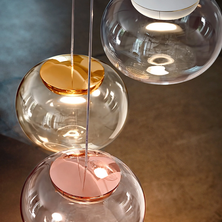 Suspension LA MARIÉE Cuivre/Verre rose STILNOVO