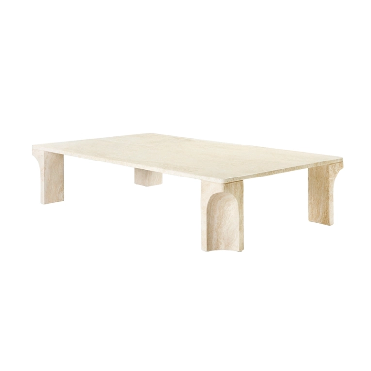 Table basse DORIC 140x80 Travertin blanc neutre GUBI