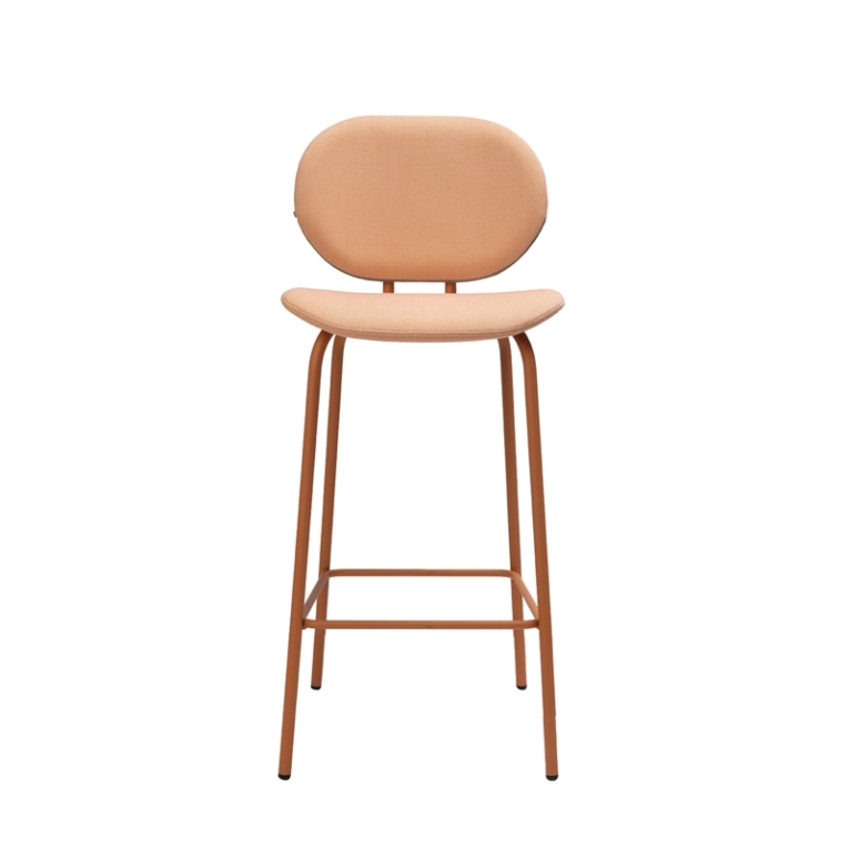 Tabouret haut HARI rembourré Steelcut Trio 506/ époxy Terracotta ONDARRETA