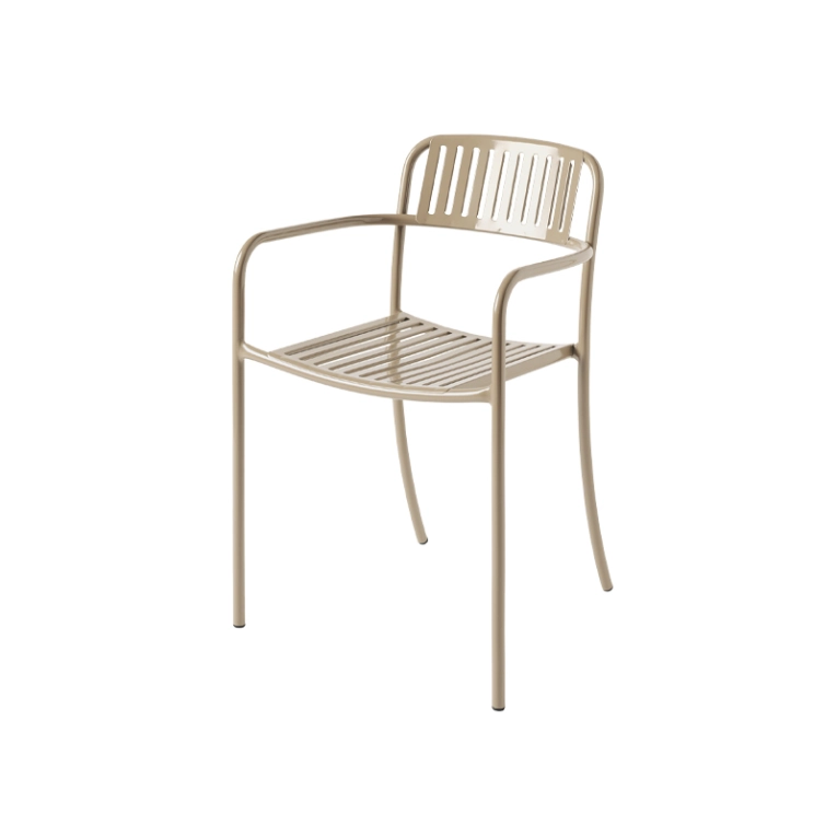 Chaise extérieur Petit fauteuil PATIO LAMES Beige gris TOLIX