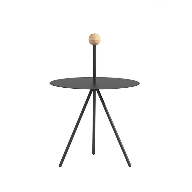 Table d'appoint guéridon TRINO Sphère Noir/ chêne VICCARBE