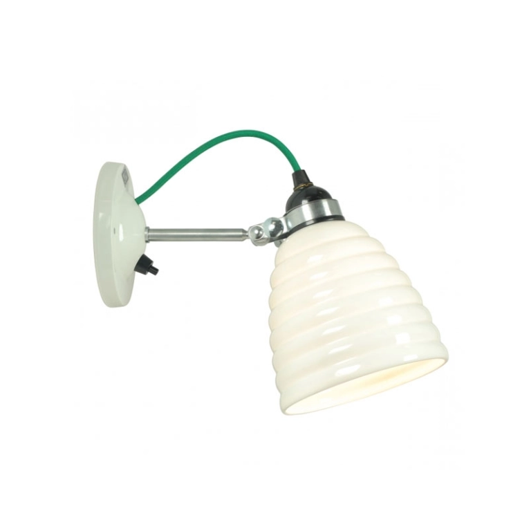 Applique HECTOR BIBENDUM avec interrupteur Blanc  Cordon vert ORIGINAL BTC