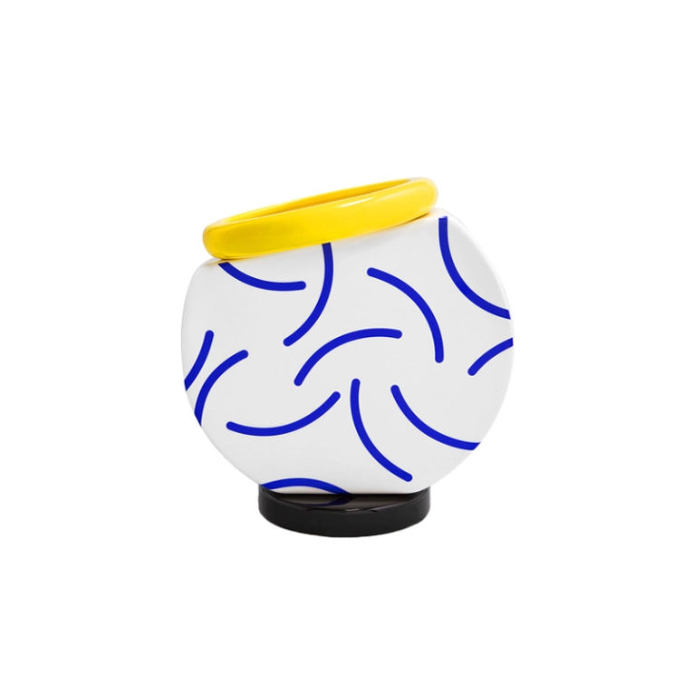 Vase Vase CUCUMBER Jaune et bleu MEMPHIS MILANO