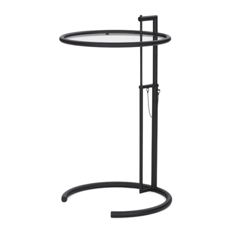 Table d'appoint guéridon ADJUSTABLE TABLE E1027 Noire Cristal CLASSICON