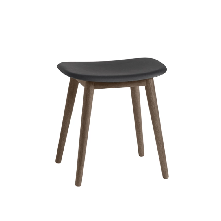 Tabouret FIBER STOOL pieds bois Noir/ marron foncé MUUTO