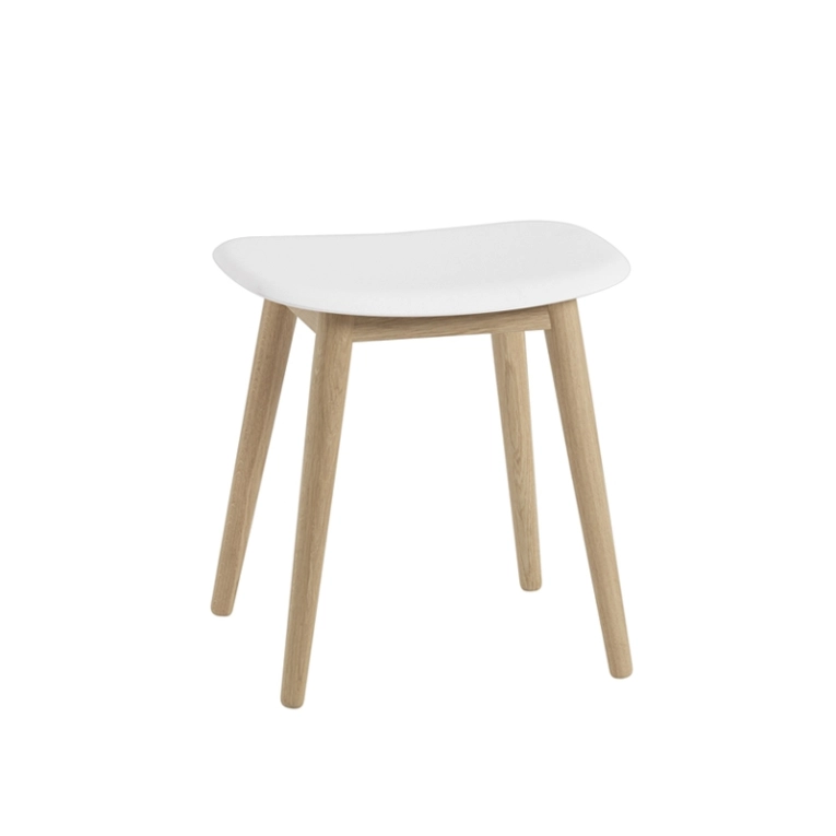 Tabouret FIBER STOOL pieds bois Blanc/ chêne MUUTO