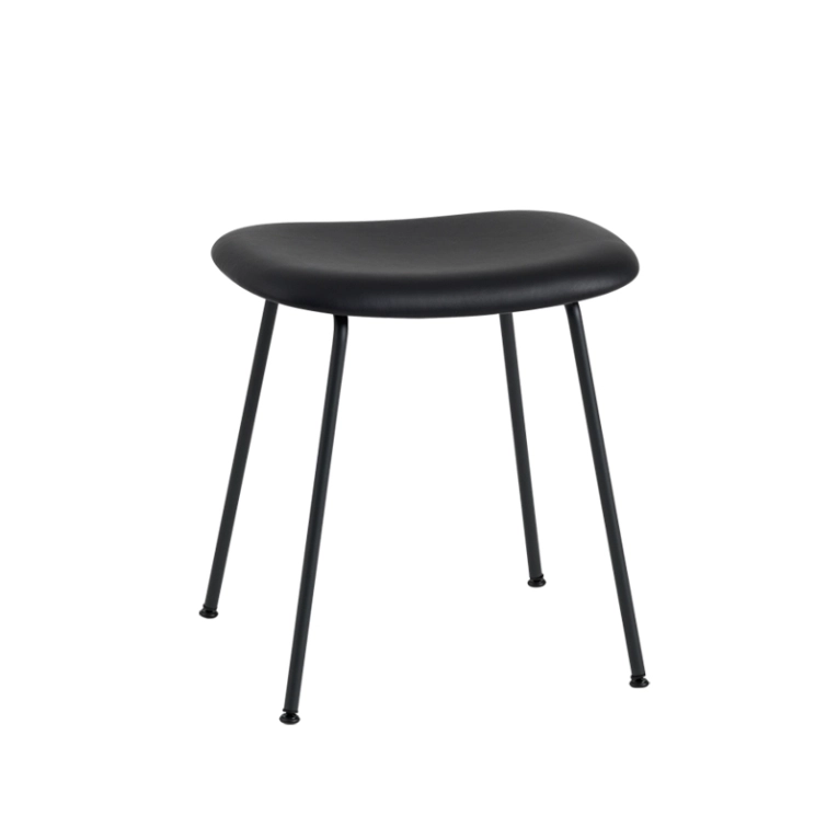 Tabouret FIBER STOOL pieds acier siège cuir Noir MUUTO