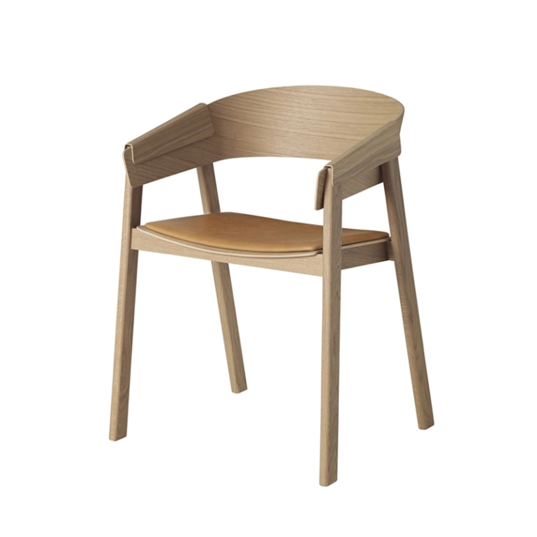 Chaise COVER ARMCHAIR Cuir Cognac MUUTO