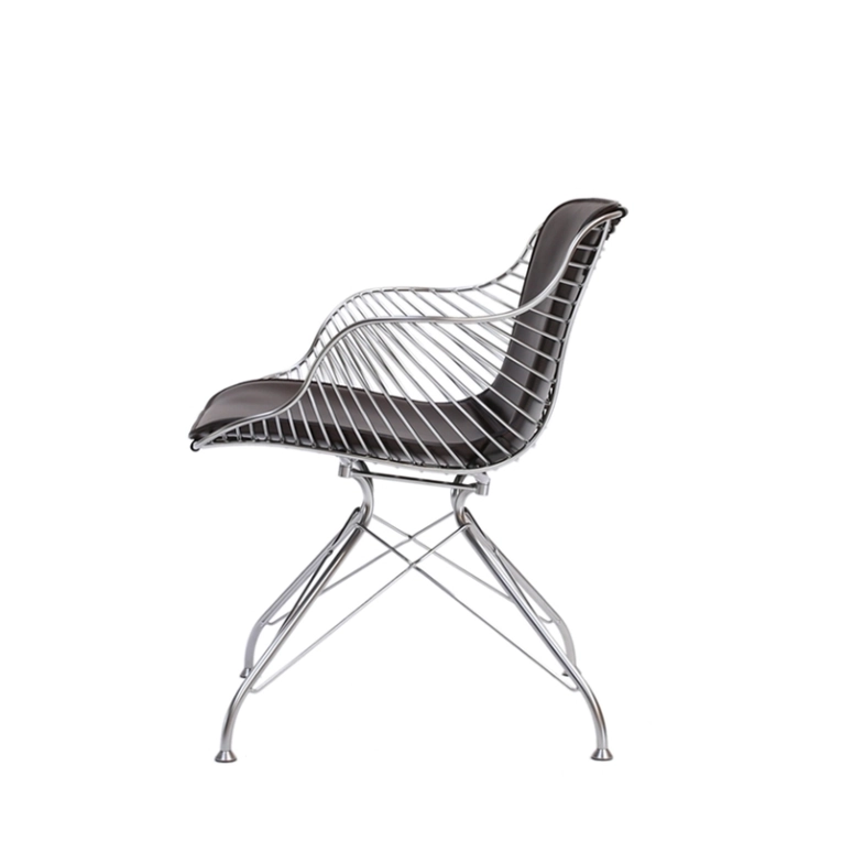 Fauteuil WIRE LOUNGE CHAIR Chrome/ Cuir Elegance marron foncé OVERGAARD & DYRMAN