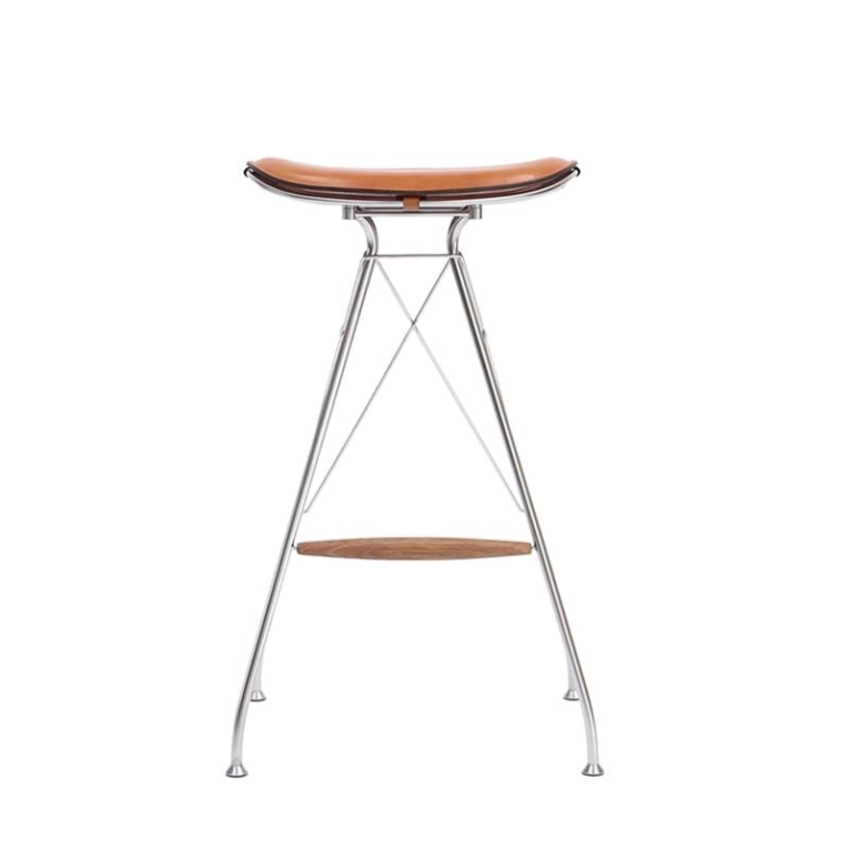 Tabouret haut WIRE BARSTOOL HIGH Chrome/ Cuir Elegance Whiskey OVERGAARD & DYRMAN