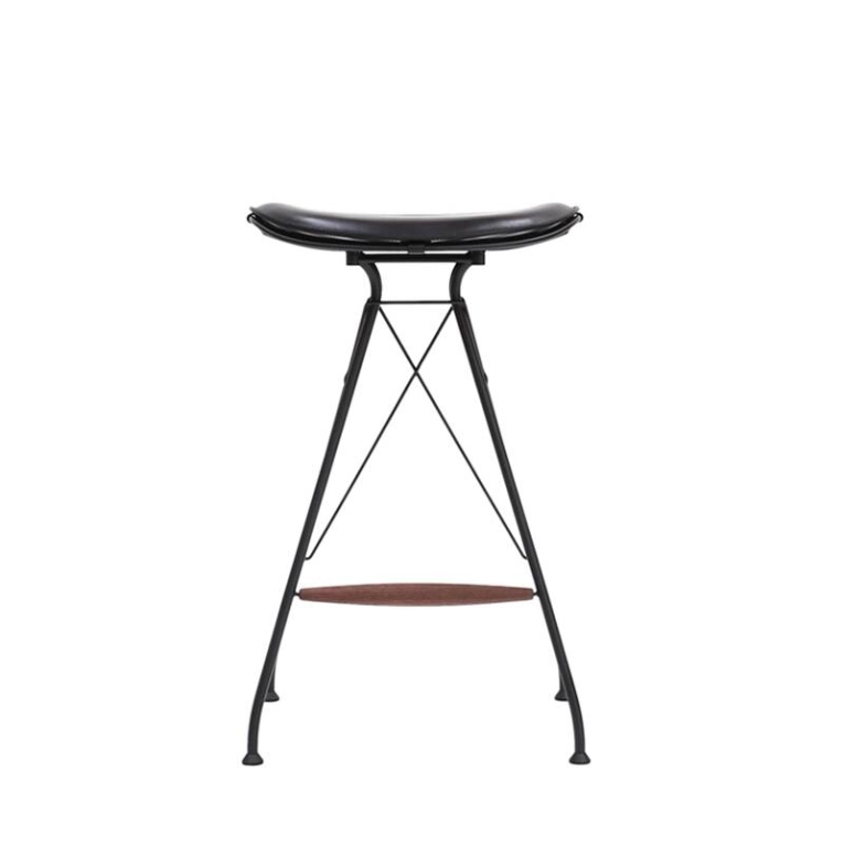 Tabouret haut WIRE BARSTOOL LOW Noir/ Cuir Elegance noir OVERGAARD & DYRMAN