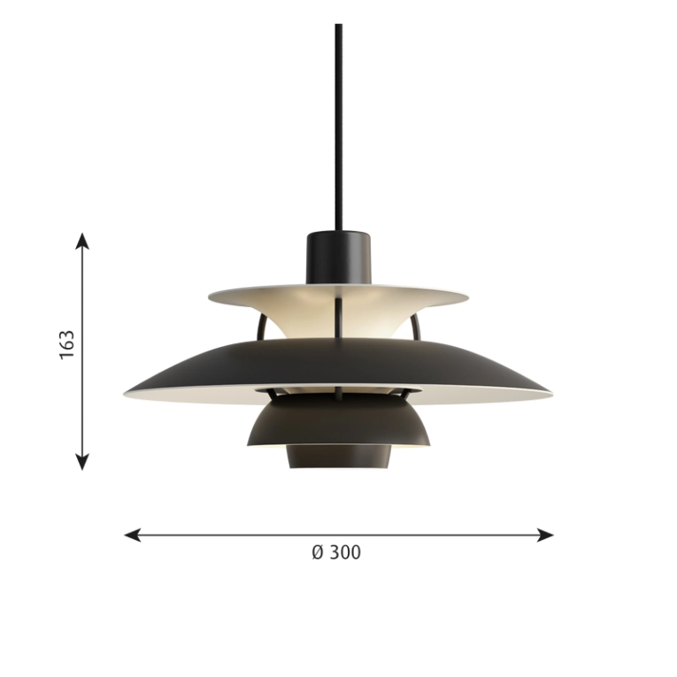 Suspension PH 5 MINI Monochrome noir LOUIS POULSEN