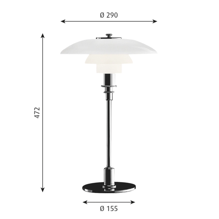 Lampe à poser PH 3/2 TABLE  Chromé haute brillance LOUIS POULSEN