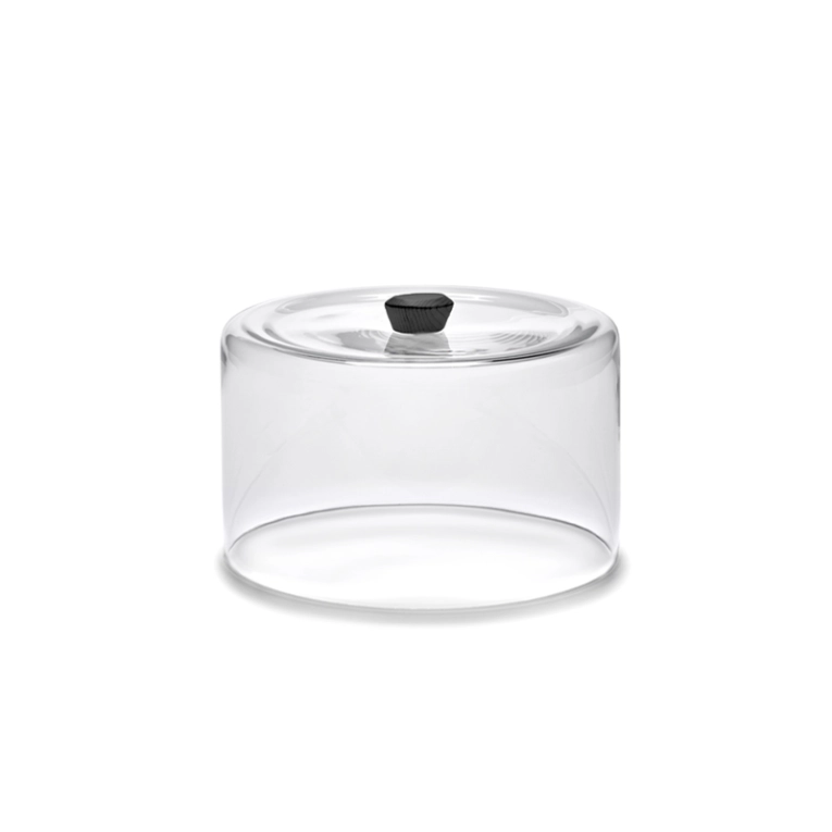 Plateau, plat Cloche en verre DUNE Frêne teinté noir SERAX