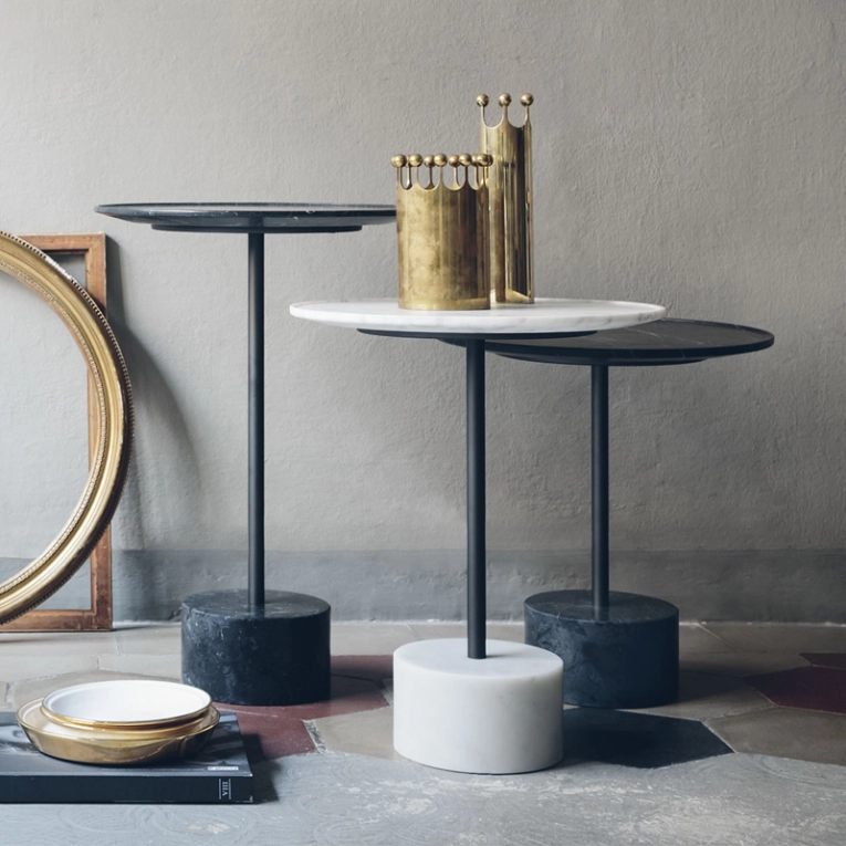Table d'appoint guéridon 194 9 Marbre Marquina noir CASSINA