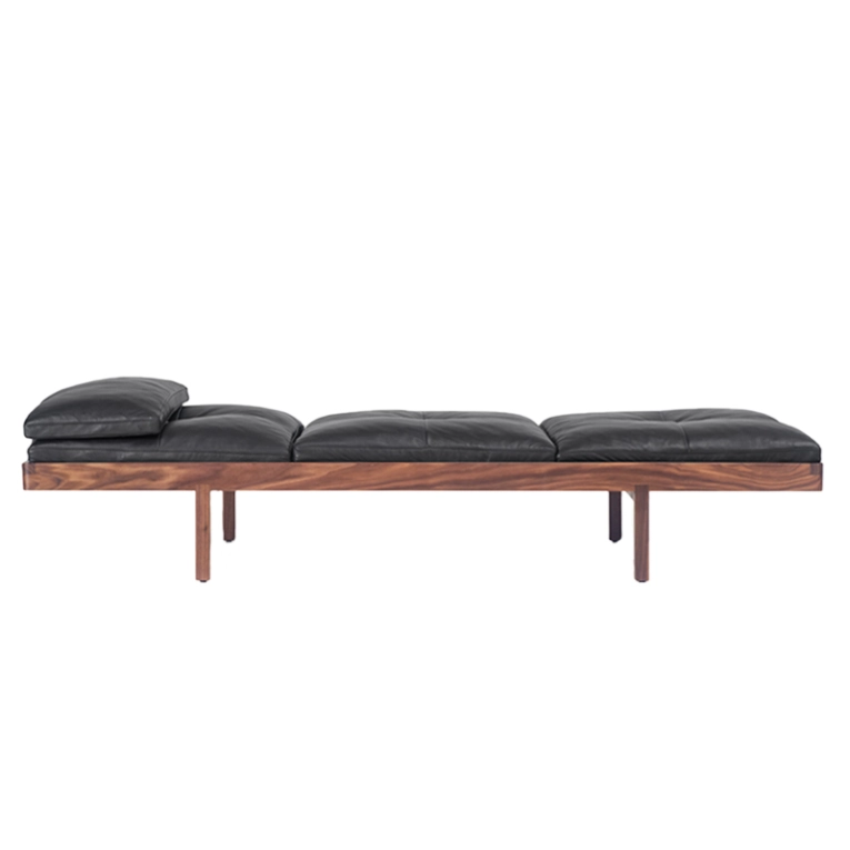 Canapé DAYBED Cuir Elegant noir/ noyer huilé BASSAMFELLOWS
