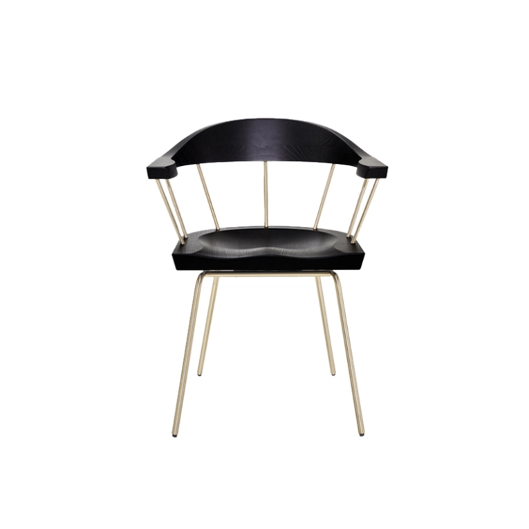Chaise SPINDLE Frêne ébène/ laiton satiné BASSAMFELLOWS
