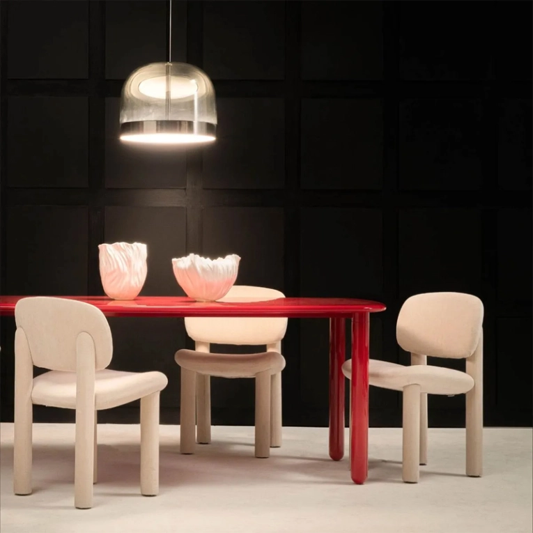 Table TOTTORI Blanc perle brillant DRIADE